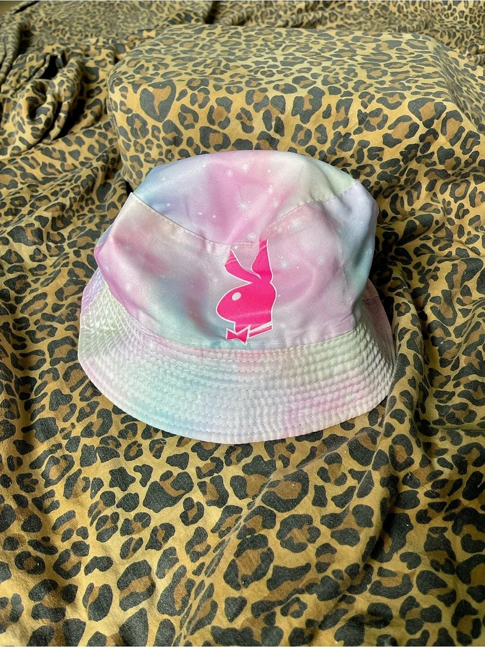 Custom Playboy Tie Dye Bucket Hat in Pink & Blue